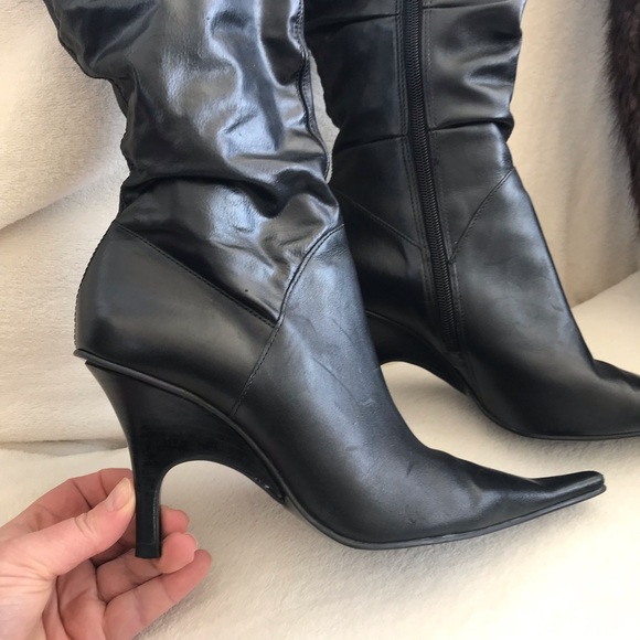 Diba Brazilian Genuine Leather 3.5” High Heel Boots Women’s Size 7.5 - Picture 15 of 17